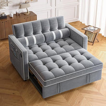Load image into Gallery viewer, Amada 3 in 1 Convertible Sleeper Sofa Bed, Futon Couches for Living Room with USB Ports&amp;Side Pocket | Adjustable Backrest| Velvet Fabric | Pull Out Couch | Loveseat | Sectional Sofa Bed, Grey
