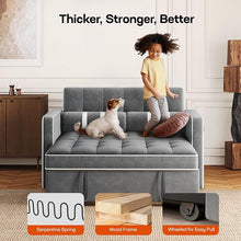 Load image into Gallery viewer, Amada 3 in 1 Convertible Sleeper Sofa Bed, Futon Couches for Living Room with USB Ports&amp;Side Pocket | Adjustable Backrest| Velvet Fabric | Pull Out Couch | Loveseat | Sectional Sofa Bed, Grey
