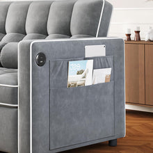 Load image into Gallery viewer, Amada 3 in 1 Convertible Sleeper Sofa Bed, Futon Couches for Living Room with USB Ports&amp;Side Pocket | Adjustable Backrest| Velvet Fabric | Pull Out Couch | Loveseat | Sectional Sofa Bed, Grey
