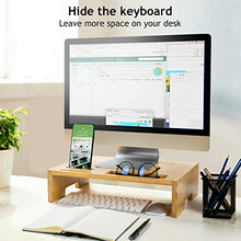 Load image into Gallery viewer, AMBMS03 Bamboo Computer Monitor Riser Stand for Home, Office Computer, Laptop
