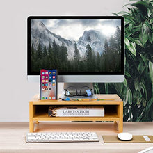 Load image into Gallery viewer, AMBMS05 2-Tier Bamboo Monitor Riser Stand for Home and Office Computer, Laptop
