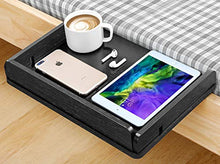 Load image into Gallery viewer, AMBS02 Bedside Shelf with Cable Management &amp; Cup Holder, Use as Snack Table (Black)

