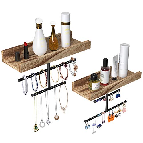 Wall Jewelry Organizer with Shelf, Bracelet and Earring Holder