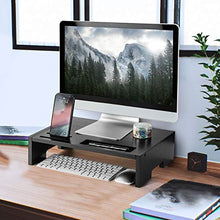 Load image into Gallery viewer, AMBMS04 Black Bamboo Monitor Stand Riser for Home and Office Computer, Laptop
