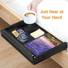 Load image into Gallery viewer, AMBS02 Bedside Shelf with Cable Management &amp; Cup Holder, Use as Snack Table (Black)
