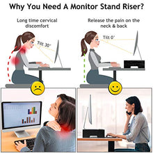 Load image into Gallery viewer, AMBMS04 Black Bamboo Monitor Stand Riser for Home and Office Computer, Laptop
